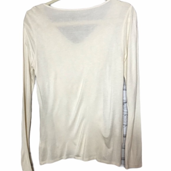 APT. 9 Ivory Gold Glitter Sequin V Neck Soft Long Sleeve Holiday Top Size Small - Picture 3 of 7